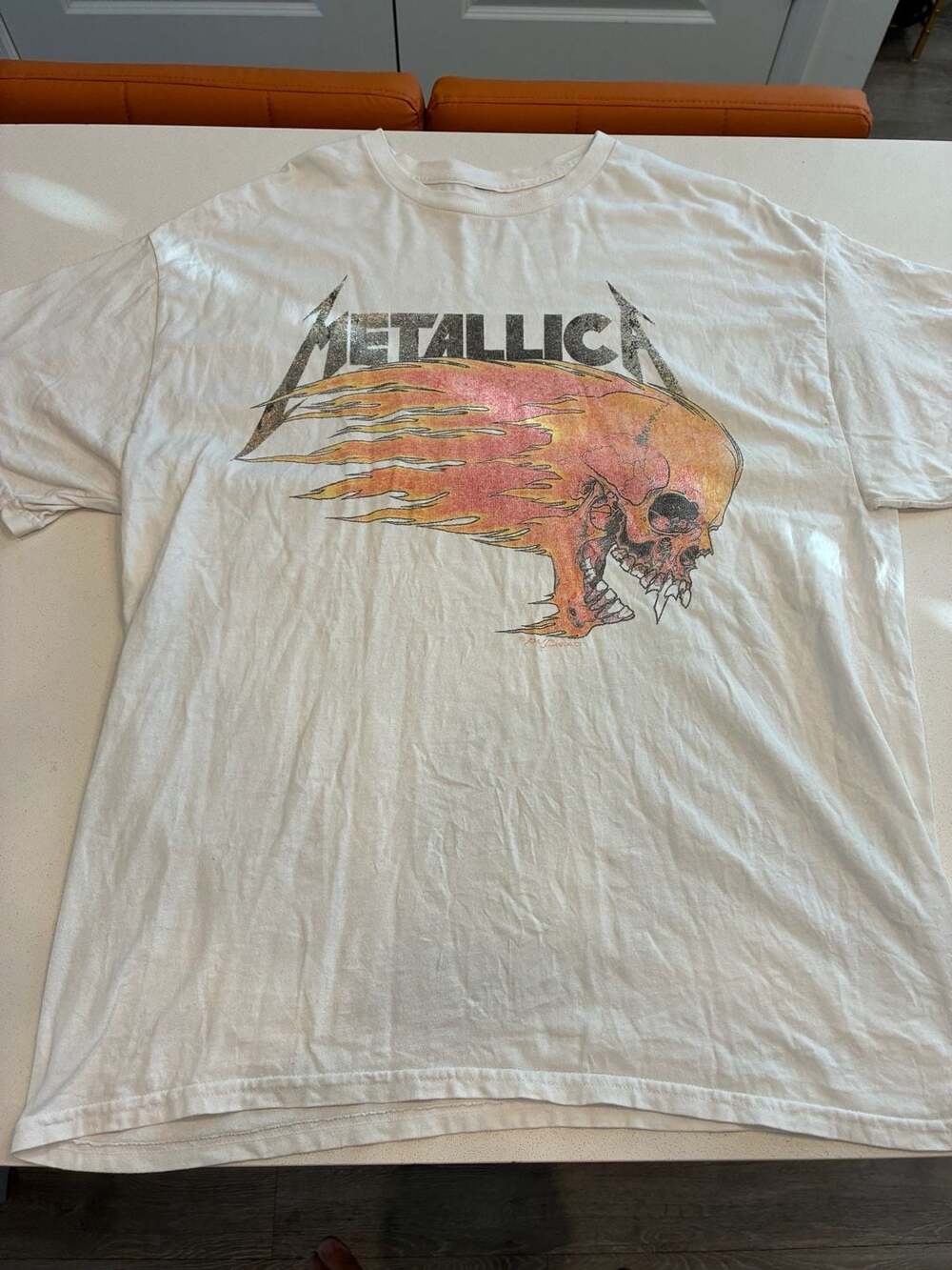 Metallica Summer Shit 94 Pushead Flaming Skull Tee Reprint
